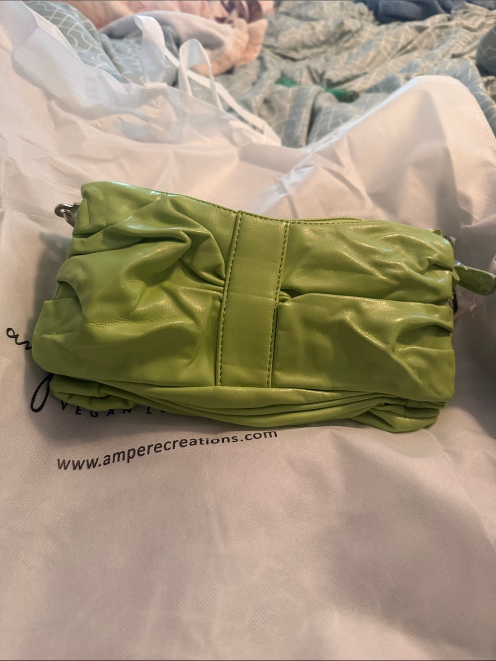 Lime Green Vegan Leather Clutch